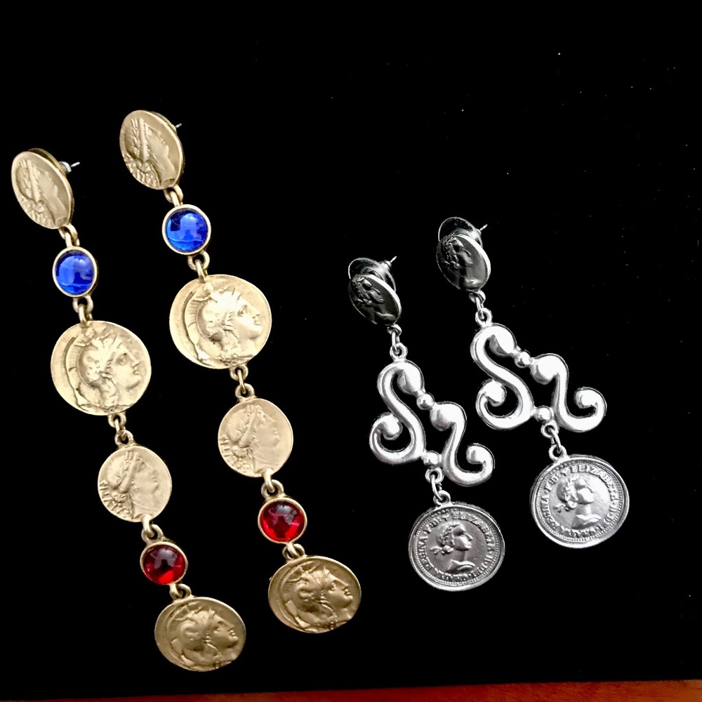 Two pair of dangle earrings